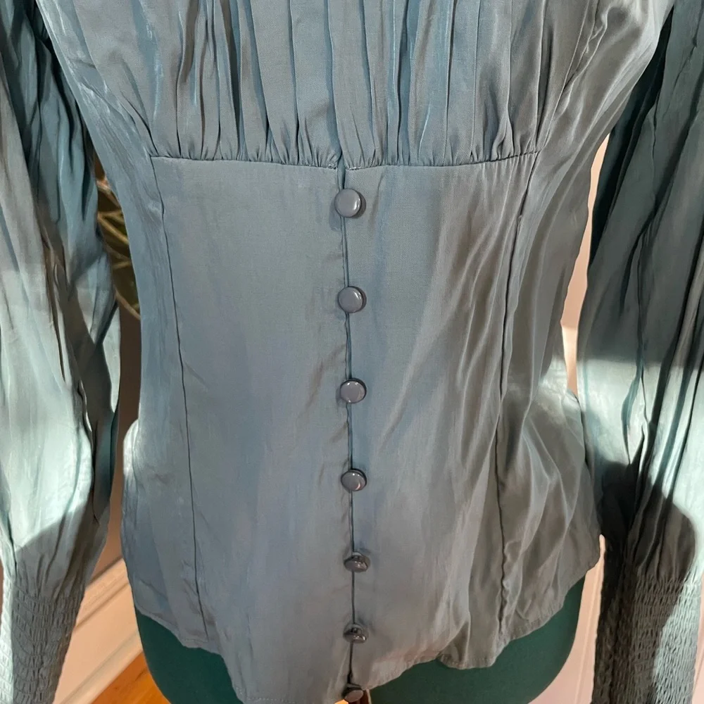 Scarlet Darkness Steampunk Victorian Teal Blouse NWOT - Picture 2 of 6